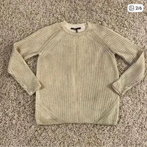 Maje Cream Ribbed Sweater